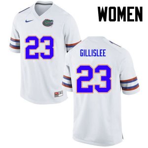 Women's Florida Gators #23 Mike Gillislee NCAA Nike White Authentic Stitched College Football Jersey FMO2862CS